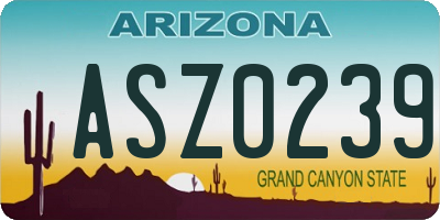 AZ license plate ASZ0239