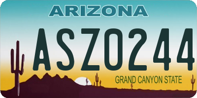 AZ license plate ASZ0244