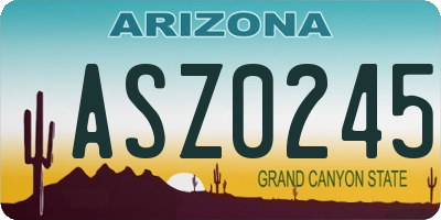 AZ license plate ASZ0245