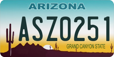 AZ license plate ASZ0251