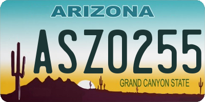 AZ license plate ASZ0255