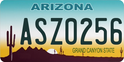 AZ license plate ASZ0256