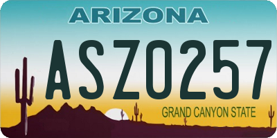 AZ license plate ASZ0257