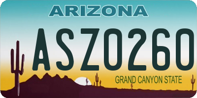 AZ license plate ASZ0260