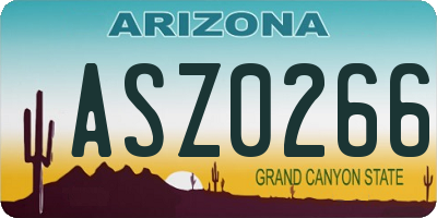AZ license plate ASZ0266