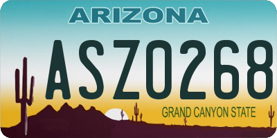 AZ license plate ASZ0268