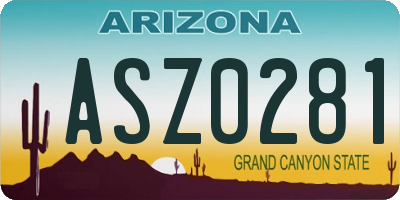 AZ license plate ASZ0281