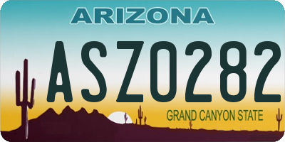 AZ license plate ASZ0282