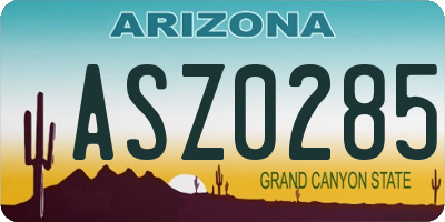 AZ license plate ASZ0285