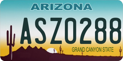 AZ license plate ASZ0288