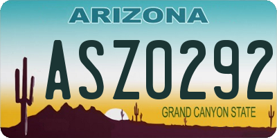 AZ license plate ASZ0292