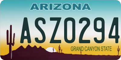 AZ license plate ASZ0294
