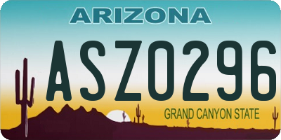AZ license plate ASZ0296