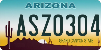 AZ license plate ASZ0304