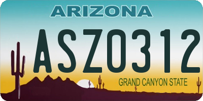 AZ license plate ASZ0312