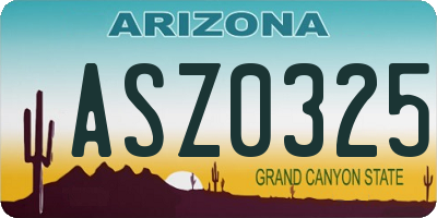AZ license plate ASZ0325