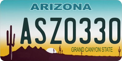 AZ license plate ASZ0330