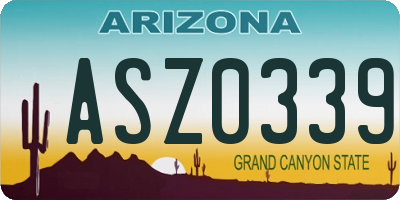 AZ license plate ASZ0339