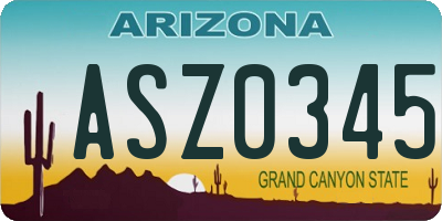 AZ license plate ASZ0345