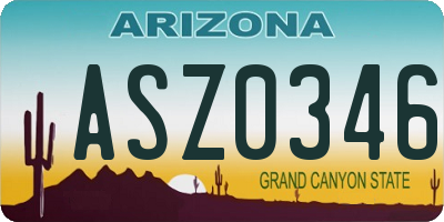 AZ license plate ASZ0346