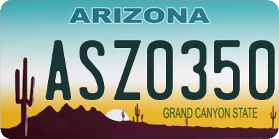 AZ license plate ASZ0350