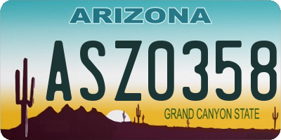 AZ license plate ASZ0358