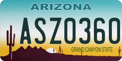 AZ license plate ASZ0360