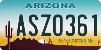 AZ license plate ASZ0361