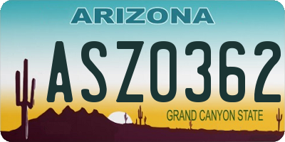 AZ license plate ASZ0362