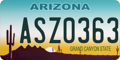 AZ license plate ASZ0363