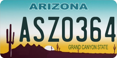 AZ license plate ASZ0364