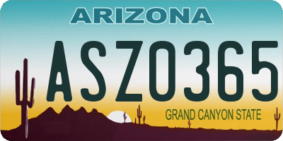 AZ license plate ASZ0365