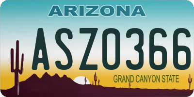 AZ license plate ASZ0366