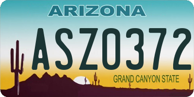 AZ license plate ASZ0372