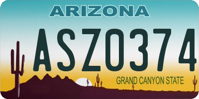 AZ license plate ASZ0374