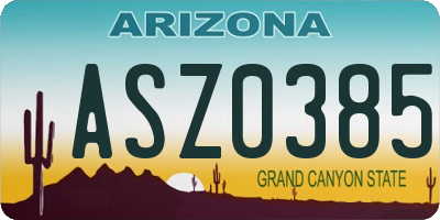 AZ license plate ASZ0385