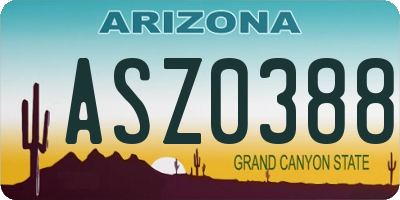 AZ license plate ASZ0388