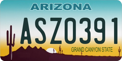 AZ license plate ASZ0391