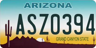 AZ license plate ASZ0394