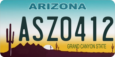 AZ license plate ASZ0412