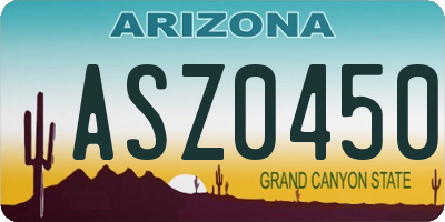 AZ license plate ASZ0450