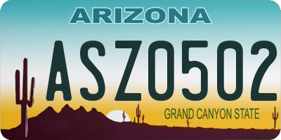 AZ license plate ASZ0502