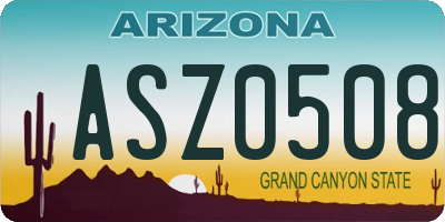 AZ license plate ASZ0508