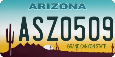 AZ license plate ASZ0509