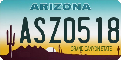 AZ license plate ASZ0518