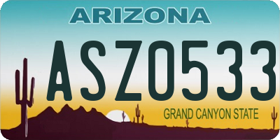 AZ license plate ASZ0533