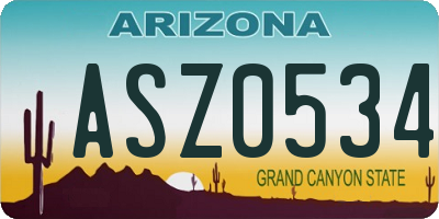 AZ license plate ASZ0534