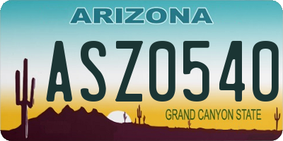 AZ license plate ASZ0540