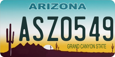 AZ license plate ASZ0549