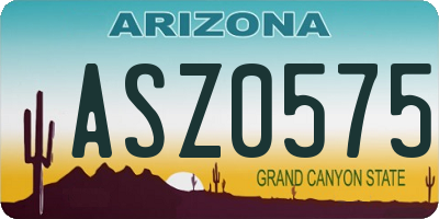 AZ license plate ASZ0575